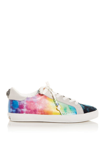 KURT GEIGER Womens Gray Tie Dye Embellished Removable Insole Lexi Round Toe Platform Lace-Up Leather Athletic Sneakers Shoes 37