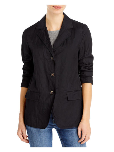 LAFAYETTE 148 NEW YORK Womens Black Pocketed Textured Button Up Heather Blazer Jacket XS