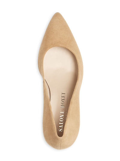 SALONE MONET Womens Beige Recessed 1/2" Platform Comfort Anita Almond Toe Stiletto Slip On Leather Dress Pumps Shoes