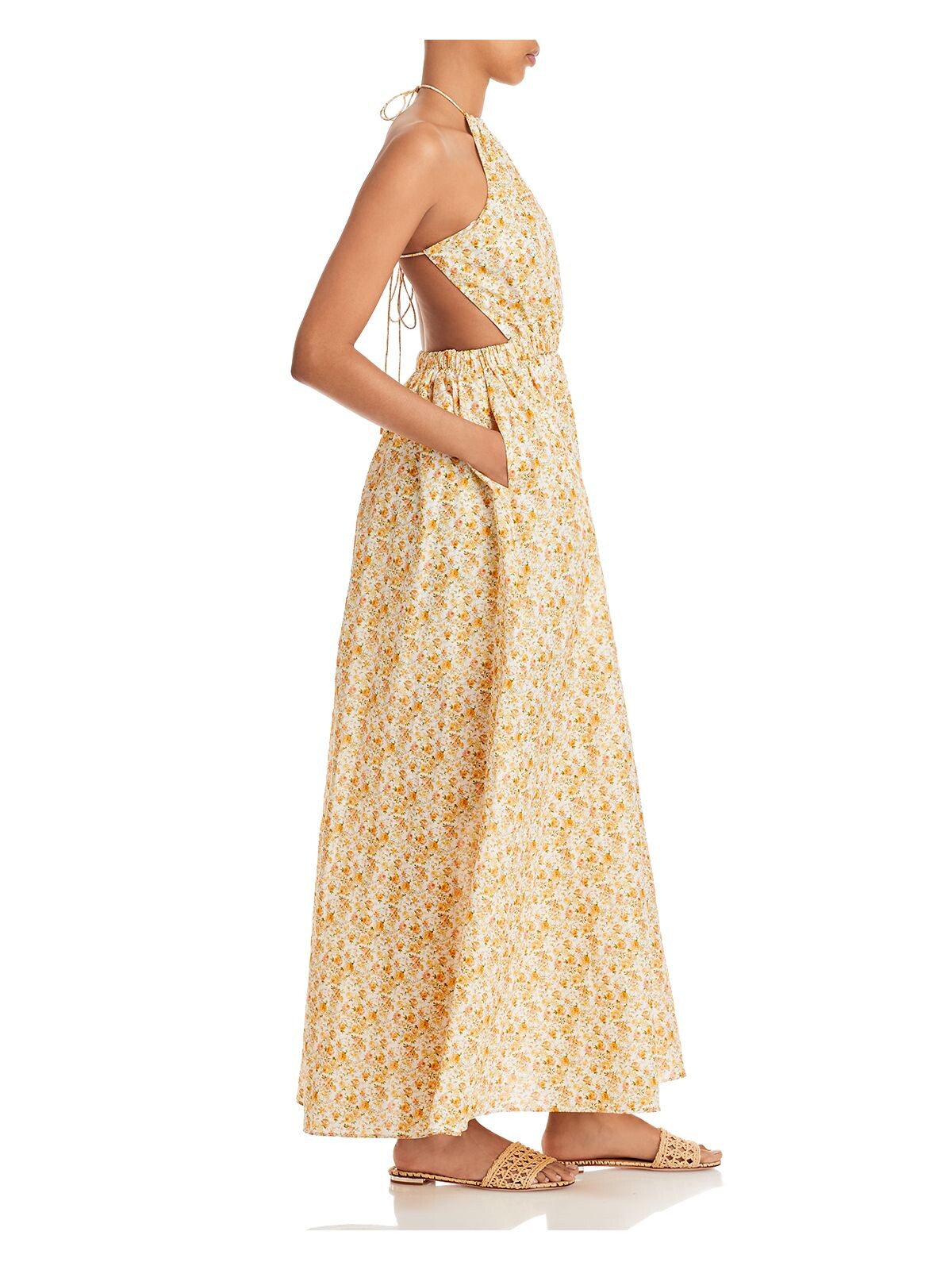 SIGNIFICANT OTHER Womens Tie Sleeveless Halter Maxi Fit + Flare Dress