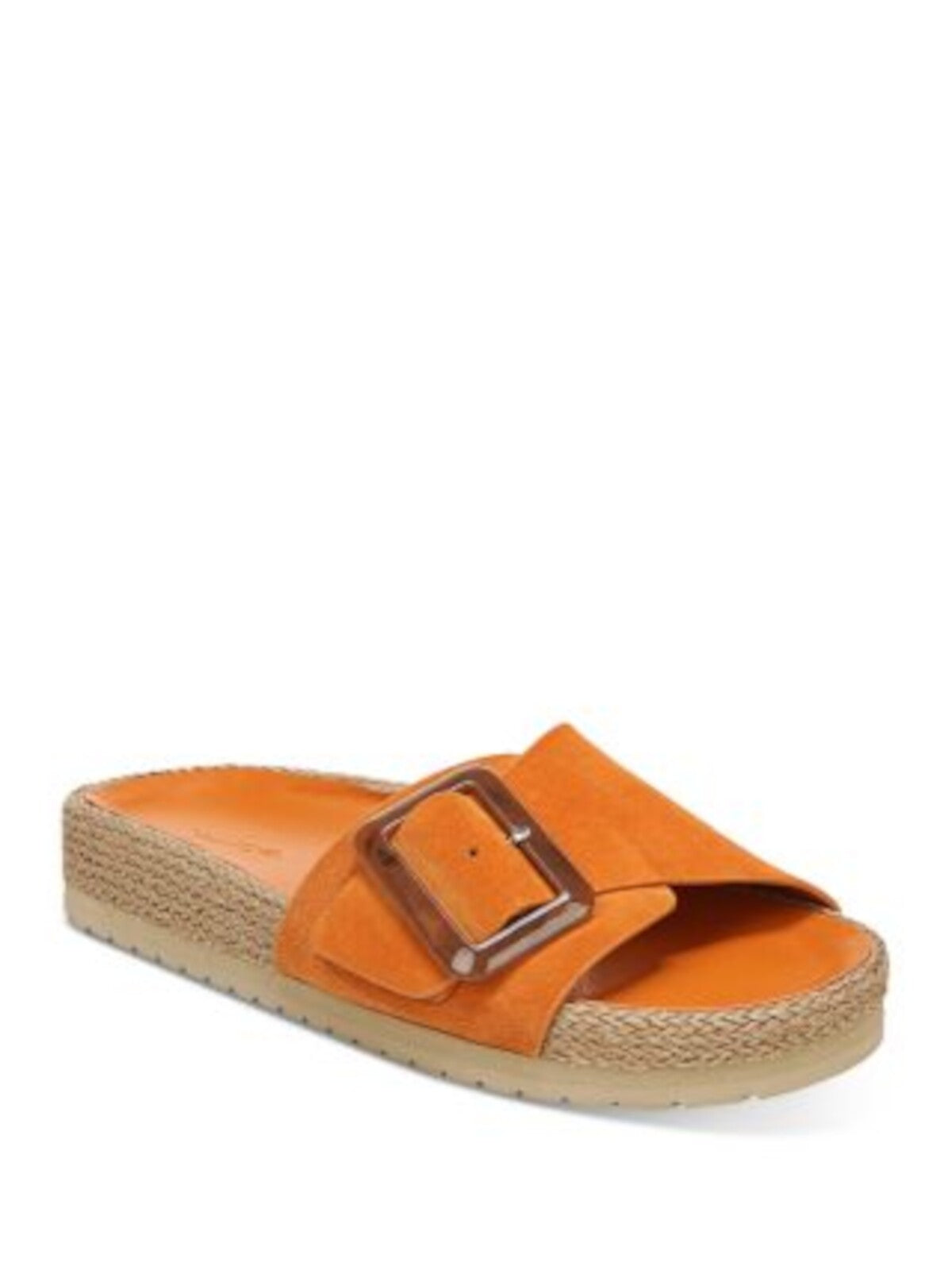 VINCE. Womens Orange Buckle Accent Woven Grant Round Toe Platform Slip On Suede Sandals Shoes 7 M