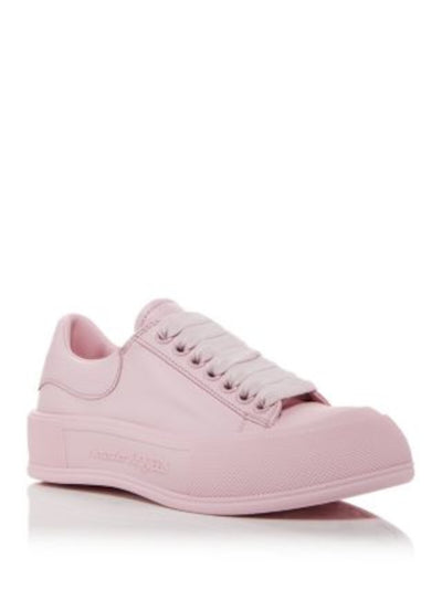 ALEXANDER MCQUEEN Womens Pink Eyelet Padded Deck Round Toe Platform Lace-Up Leather Sneakers Shoes 36