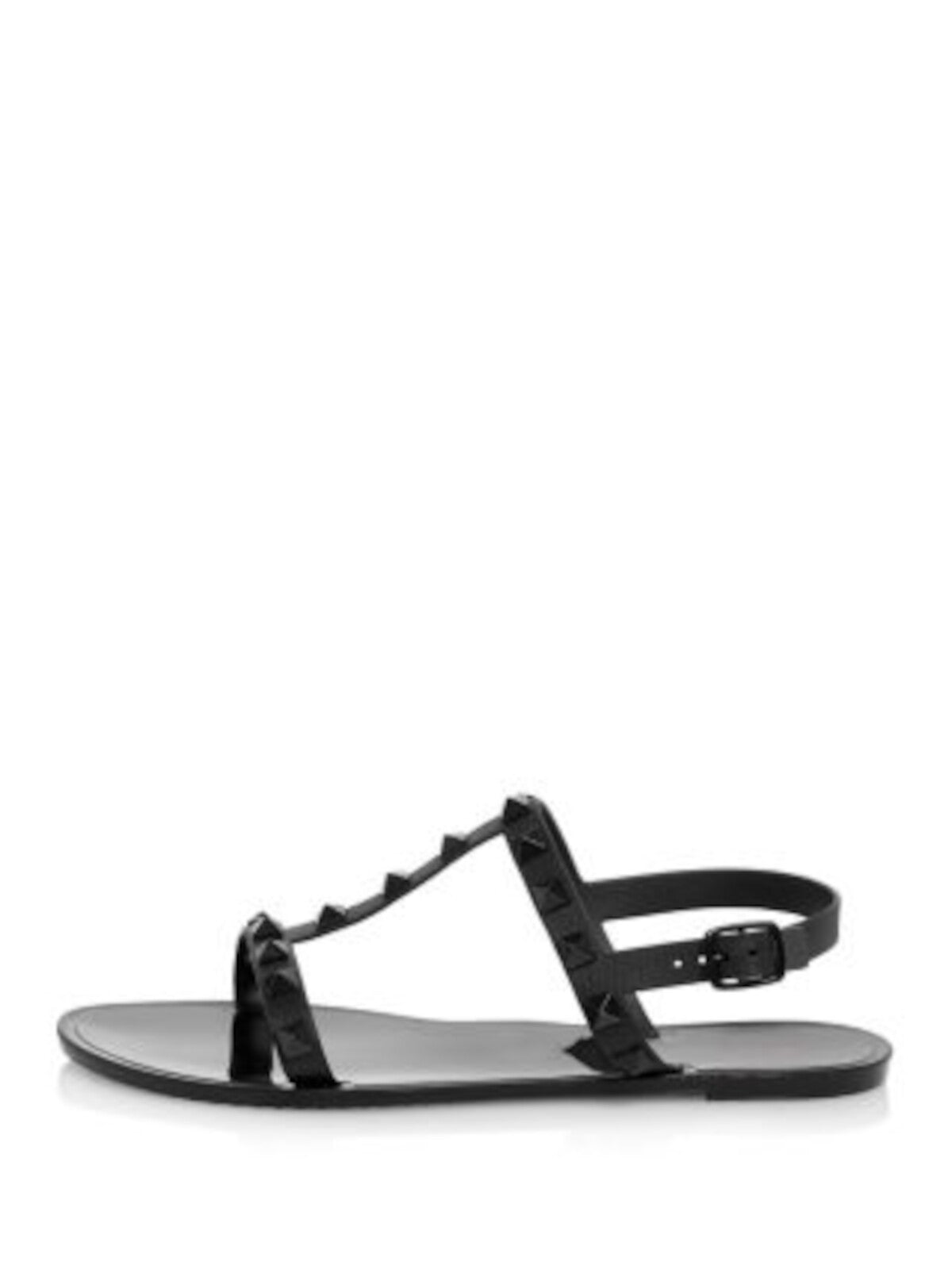 AQUA Womens Black T Strap Studded Jelly Sandal Ii Round Toe Buckle Slingback Sandal 8 B