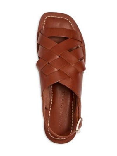 LOEFFLER RANDALL Womens Brown Woven Padded Grayson Square Toe Buckle Leather Slingback Sandal 10 B