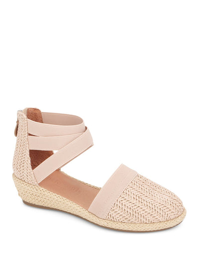 GENTLE SOULS KENNETH COLE Womens Beige Woven Comfort Stretch Ankle Strap Noa-beth Round Toe Wedge Zip-Up Espadrille Shoes 5.5 M