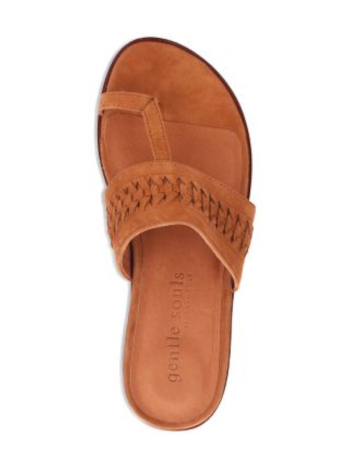 GENTLE SOULS KENNETH COLE Womens Brown Toe Strap Woven Padded Lavern Round Toe Platform Slip On Leather Thong Sandals Shoes 11 M