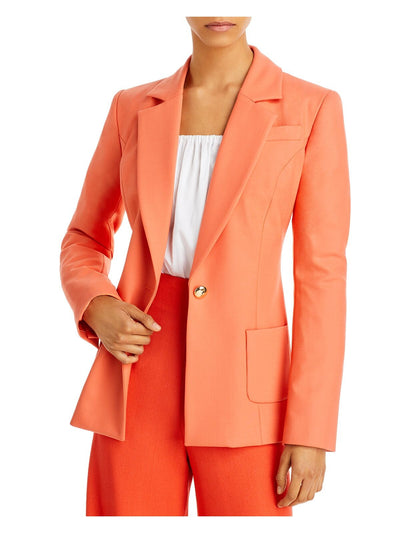 SERGIO HUDSON Womens Orange Textured Pocketed Lined Shoulder Pads Back Slits Wear To Work Blazer Jacket 0