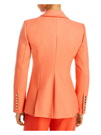 SERGIO HUDSON Womens Orange Textured Pocketed Lined Shoulder Pads Back Slits Wear To Work Blazer Jacket 0