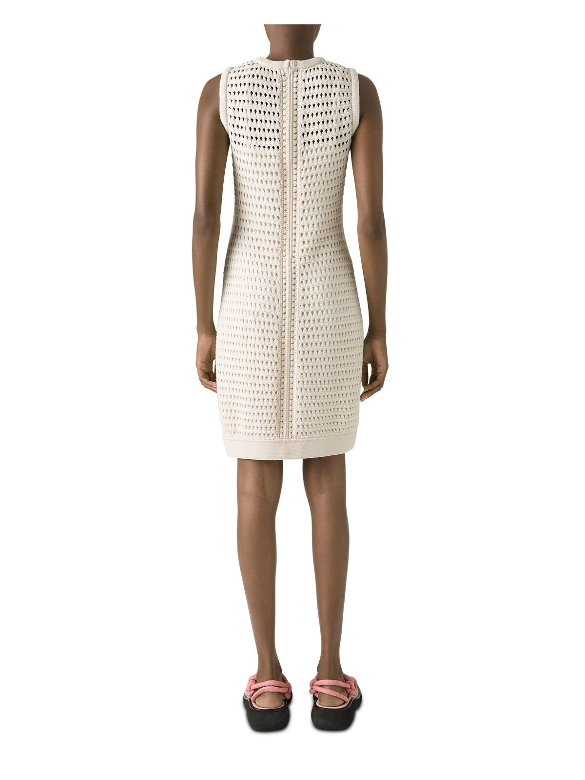 ST JOHN Womens Ivory Zippered Sheer Slip Lining Sleeveless Jewel Neck Above The Knee Shift Dress 10
