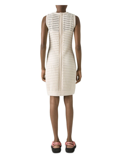 ST JOHN Womens Ivory Zippered Sheer Slip Lining Sleeveless Jewel Neck Above The Knee Shift Dress 10