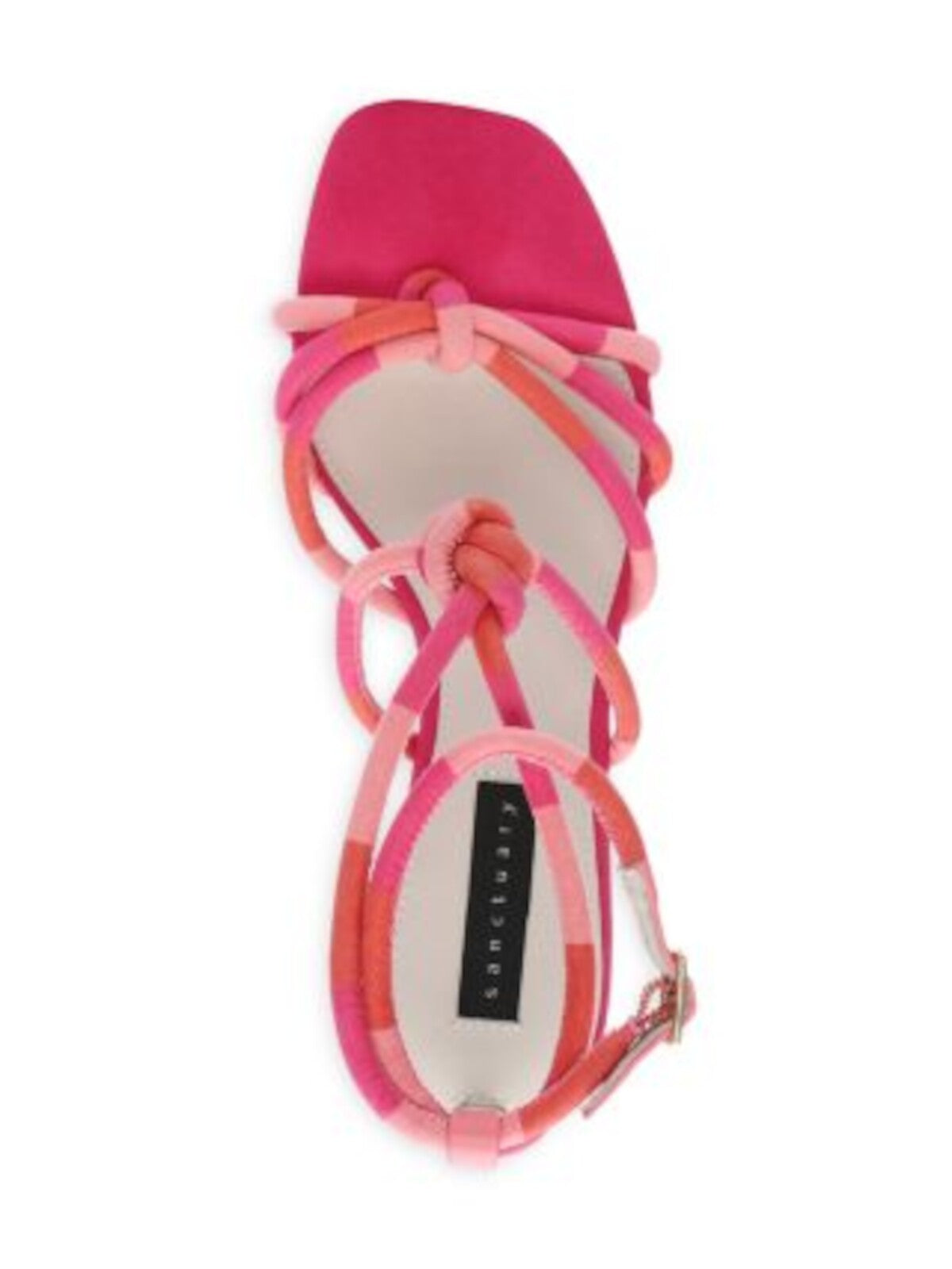 SANCTUARY Womens Pink Color Block Strappy Knotted Padded Ankle Strap Aspire Square Toe Sculpted Heel Buckle Heeled Sandal 5 M