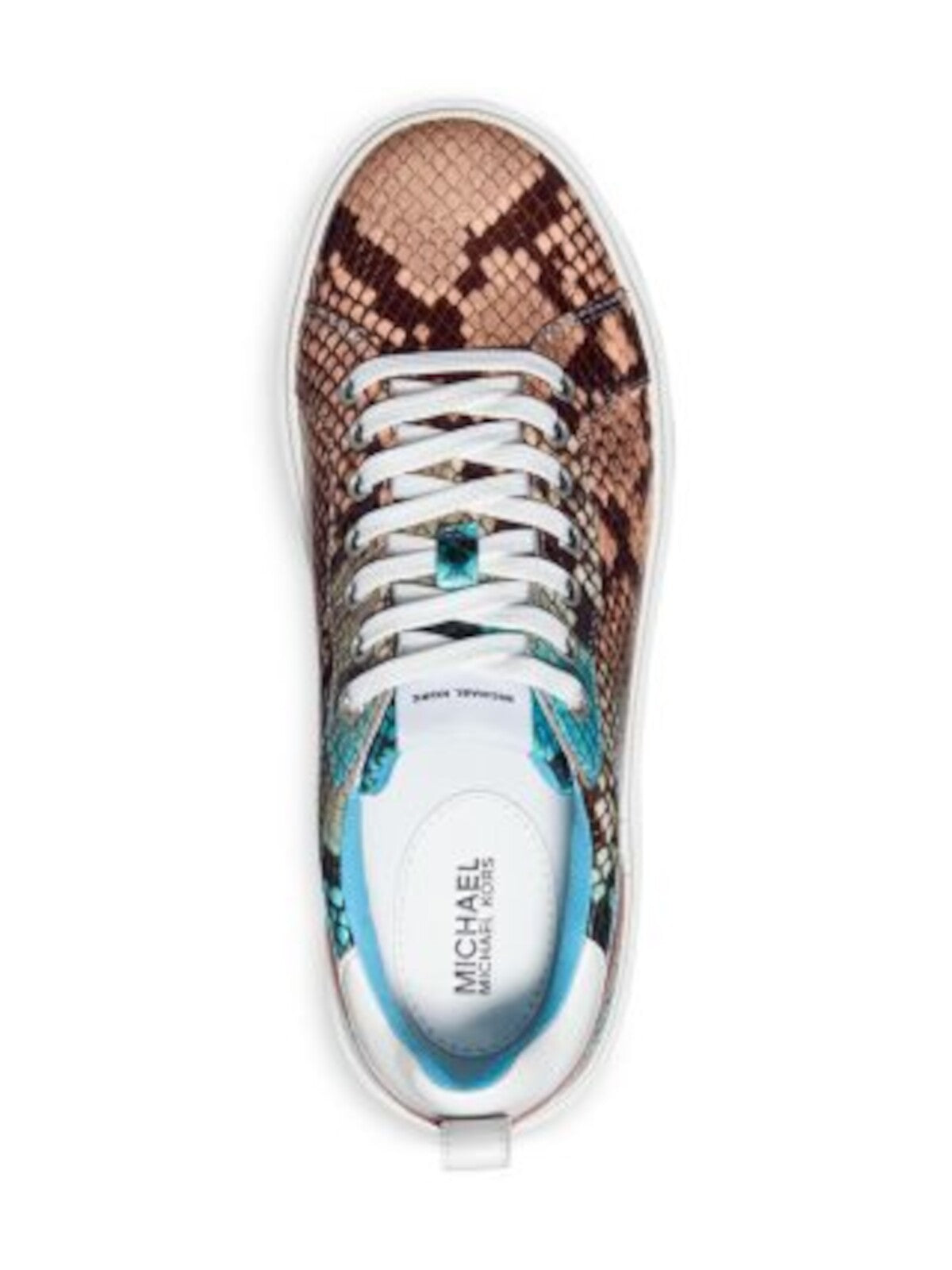 MICHAEL MICHAEL KORS Womens Turquoise Snake Heel Pull Tab Treaded Padded Emmett Round Toe Platform Lace-Up Leather Sneakers Shoes 7.5 M