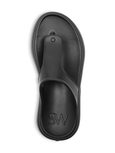 STUART WEITZMAN Womens Black Comfort Stuflex Round Toe Wedge Slip On Thong Sandals Shoes 8 B