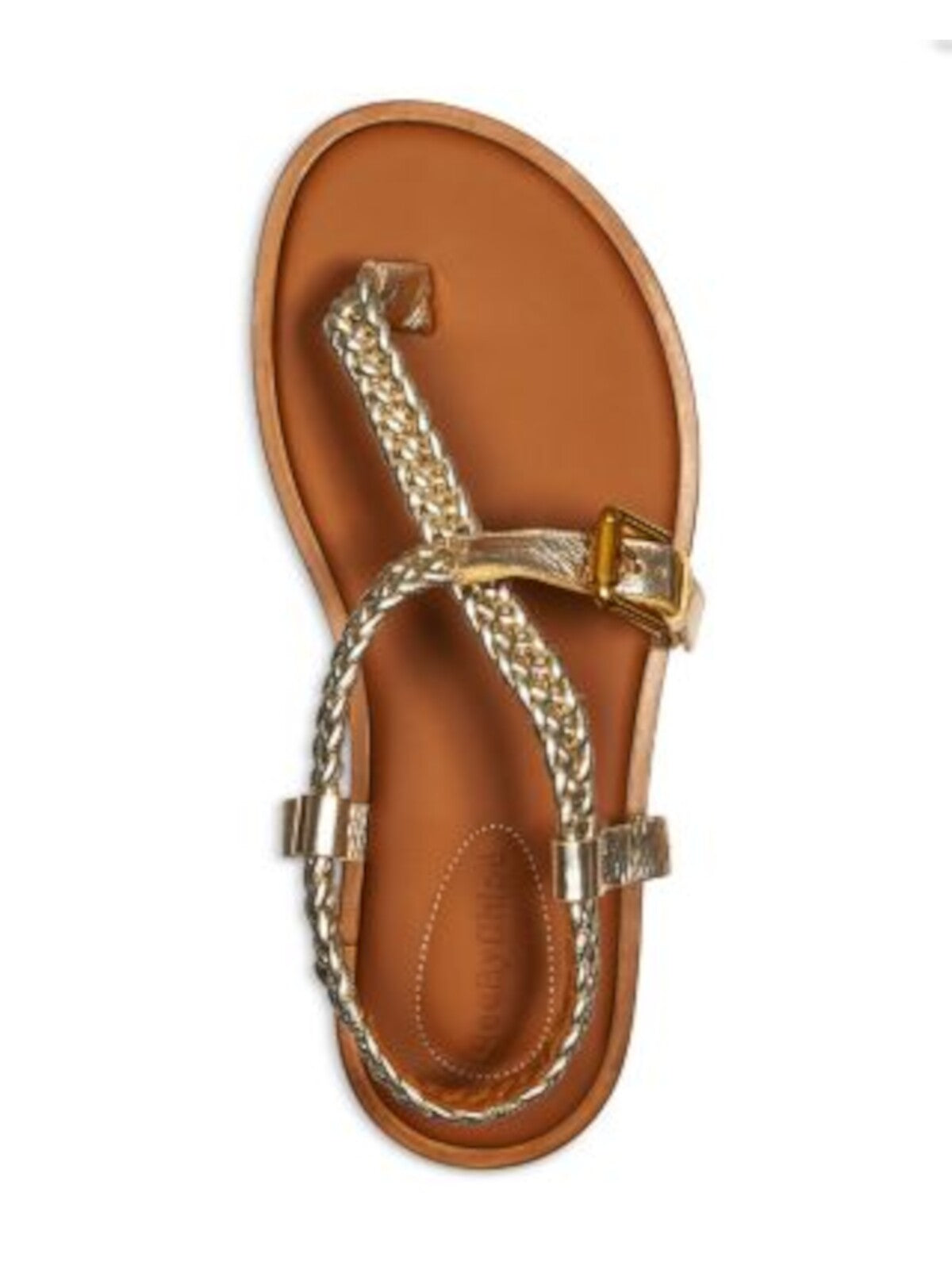 SEE BY CHLOE Womens Gold Metalic Braided Padded Nola Round Toe Buckle Thong Sandals Shoes 38