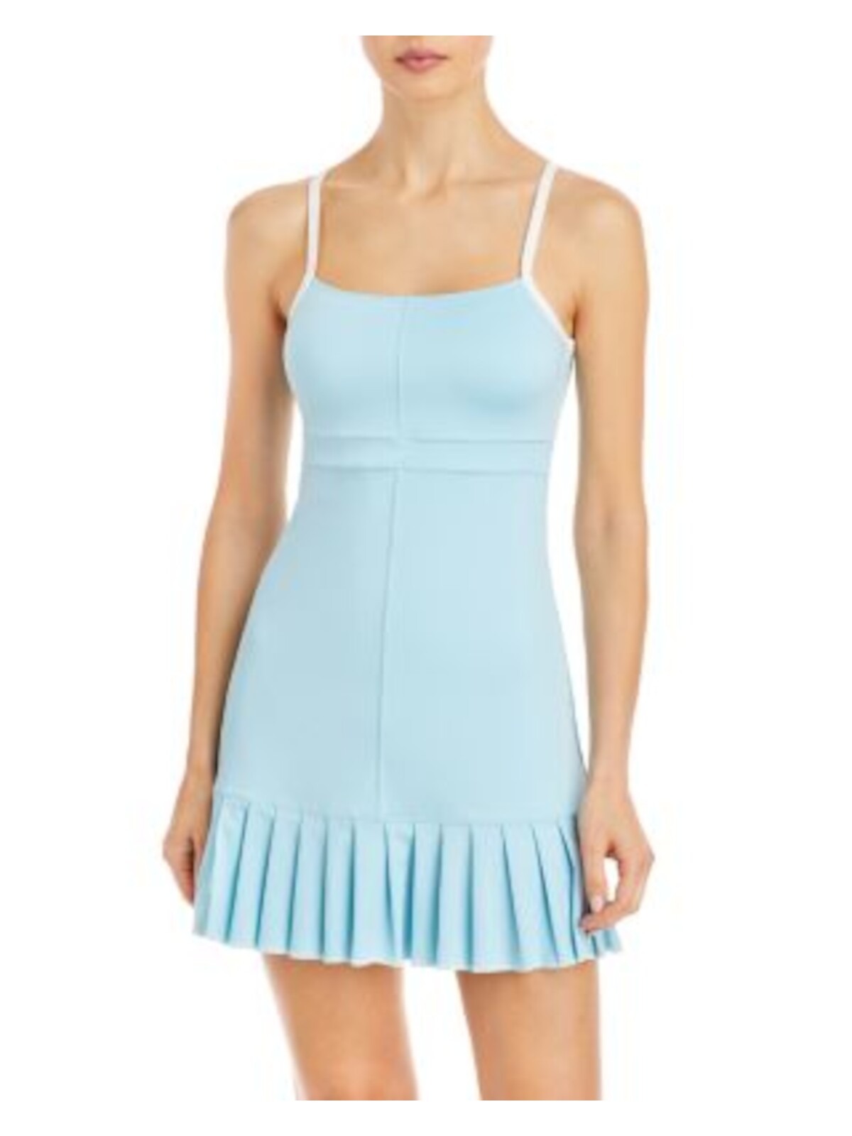 FRANKIES BIKINIS Womens Light Blue Racerback Pleated Hem Sleeveless Scoop Neck Above The Knee Active Wear Sheath Dress XL