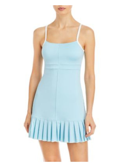 FRANKIES BIKINIS Womens Light Blue Racerback Pleated Hem Sleeveless Scoop Neck Above The Knee Active Wear Sheath Dress XL