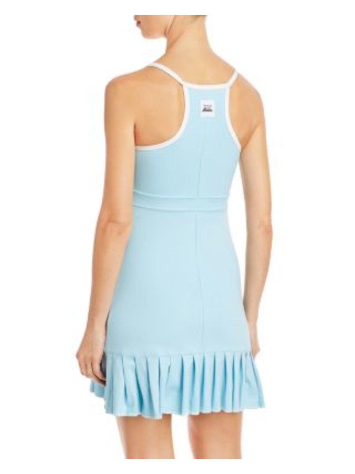 FRANKIES BIKINIS Womens Light Blue Racerback Pleated Hem Sleeveless Scoop Neck Above The Knee Active Wear Sheath Dress L