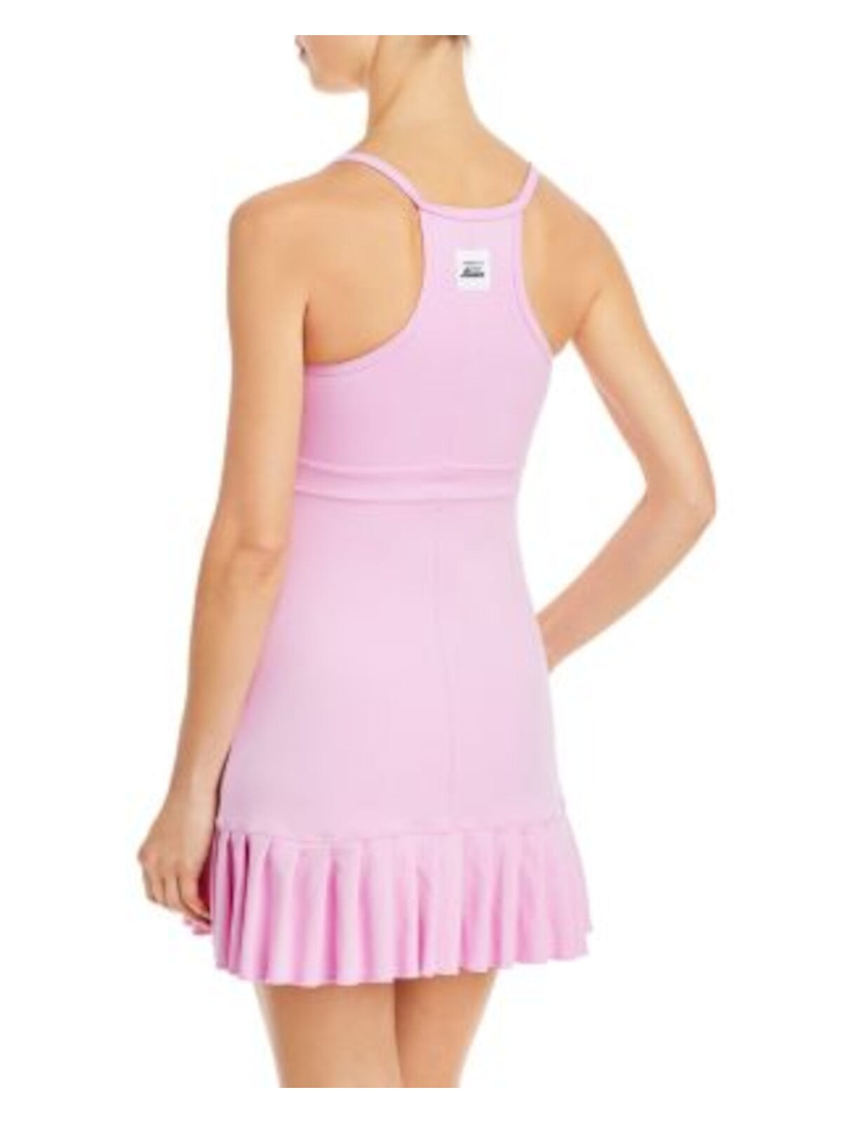 FRANKIES BIKINIS Womens Pink Racerback Pleated Hem Sleeveless Scoop Neck Above The Knee Active Wear Sheath Dress S