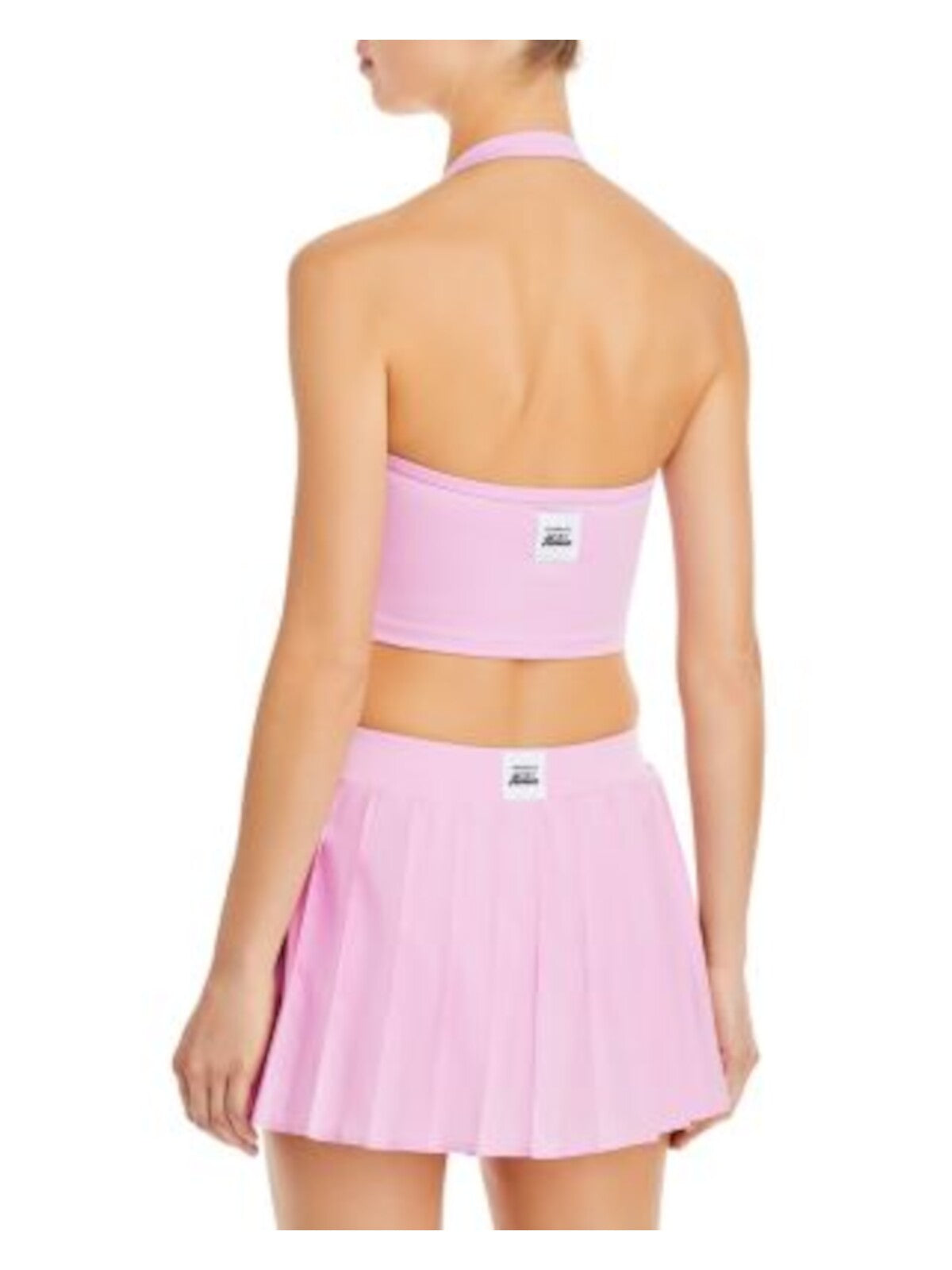 FRANKIES BIKINIS Womens Pink Ruched Removable Padded Cups Sleeveless Halter Crop Top L