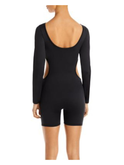 FRANKIES BIKINIS Womens Black Cut Out Scoop Neck Long Sleeve Active Wear Bodysuit XL