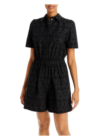 JASON WU Womens Zippered Short Sleeve Collared Button Up Shorts Romper