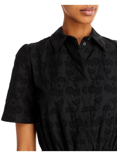 JASON WU Womens Zippered Short Sleeve Collared Button Up Shorts Romper