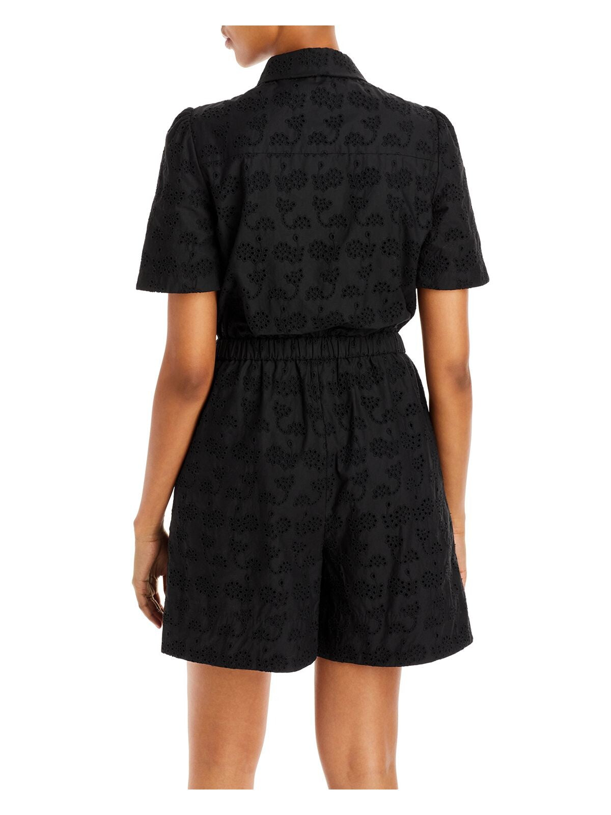 JASON WU Womens Zippered Short Sleeve Collared Button Up Shorts Romper