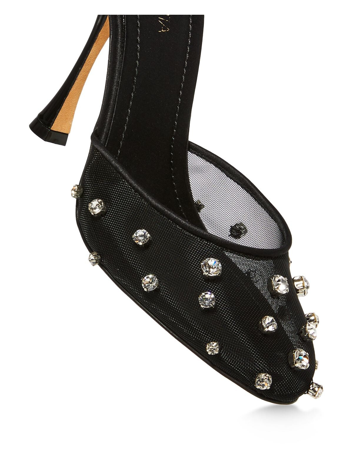 GIAMBATTISTA VALLI Womens Black Gem Embellished Rhinestone Ankle Strap Padded Pointed Toe Buckle Dress Pumps Shoes 37