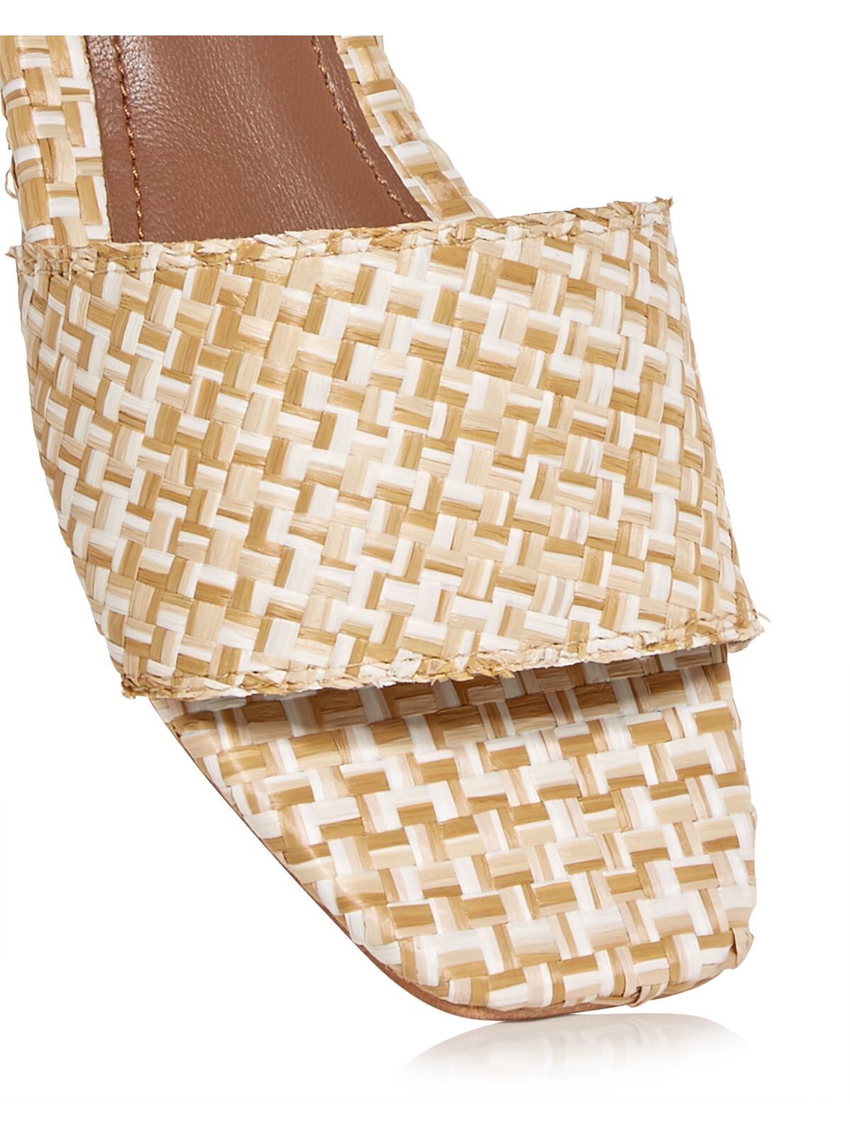 JEFFEREY CAMPBELL Womens Beige Woven Cushioned Tropical Square Toe Slip On Slide Sandals Shoes