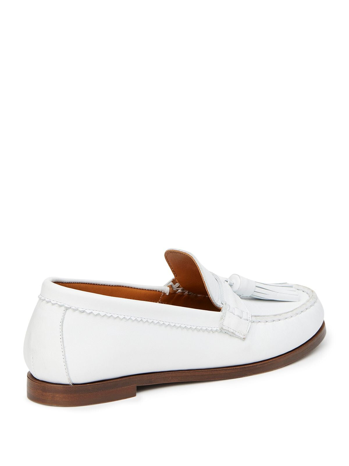 LAFAYETTE 148 NEW YORK Womens White Tasseled Comfort Frieda Round Toe Slip On Leather Loafers Shoes 38.5