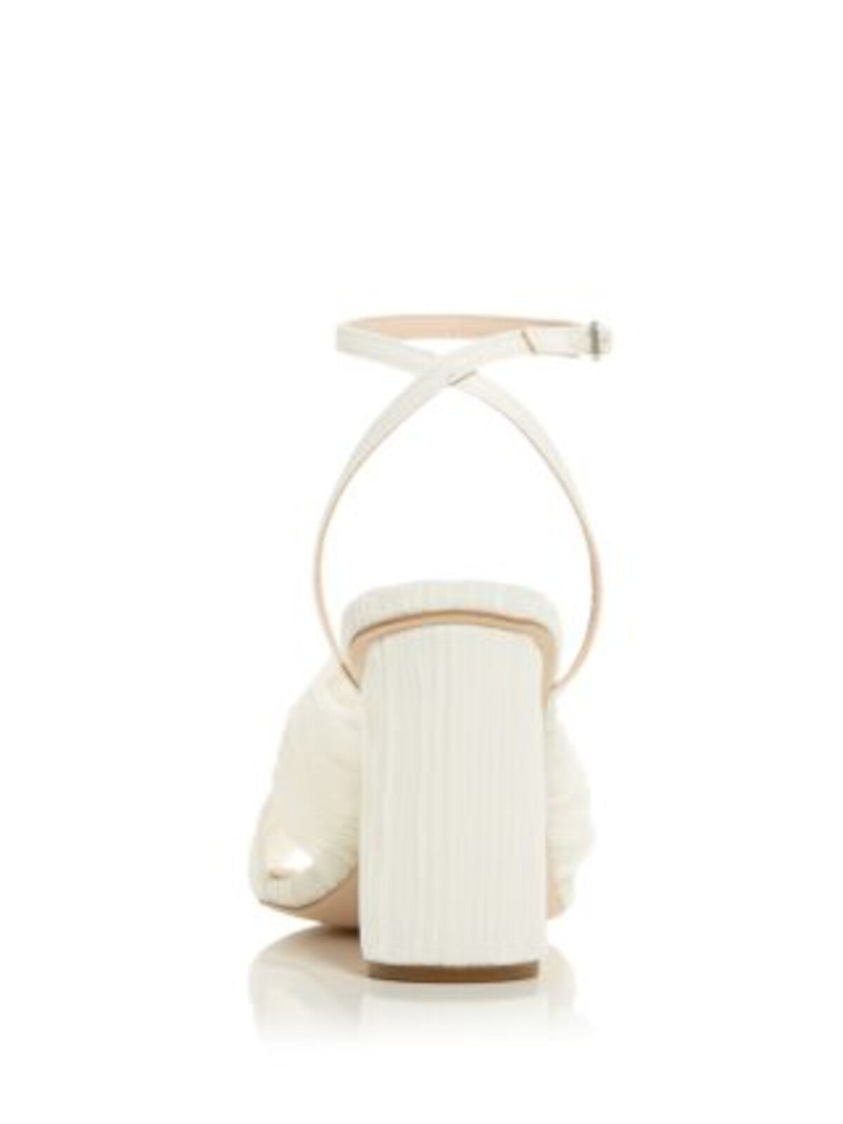 LOEFFLER RANDALL Womens Ivory Knotted Pleated Ankle Strap Padded Reed Round Toe Sculpted Heel Buckle Heeled Sandal 10 B