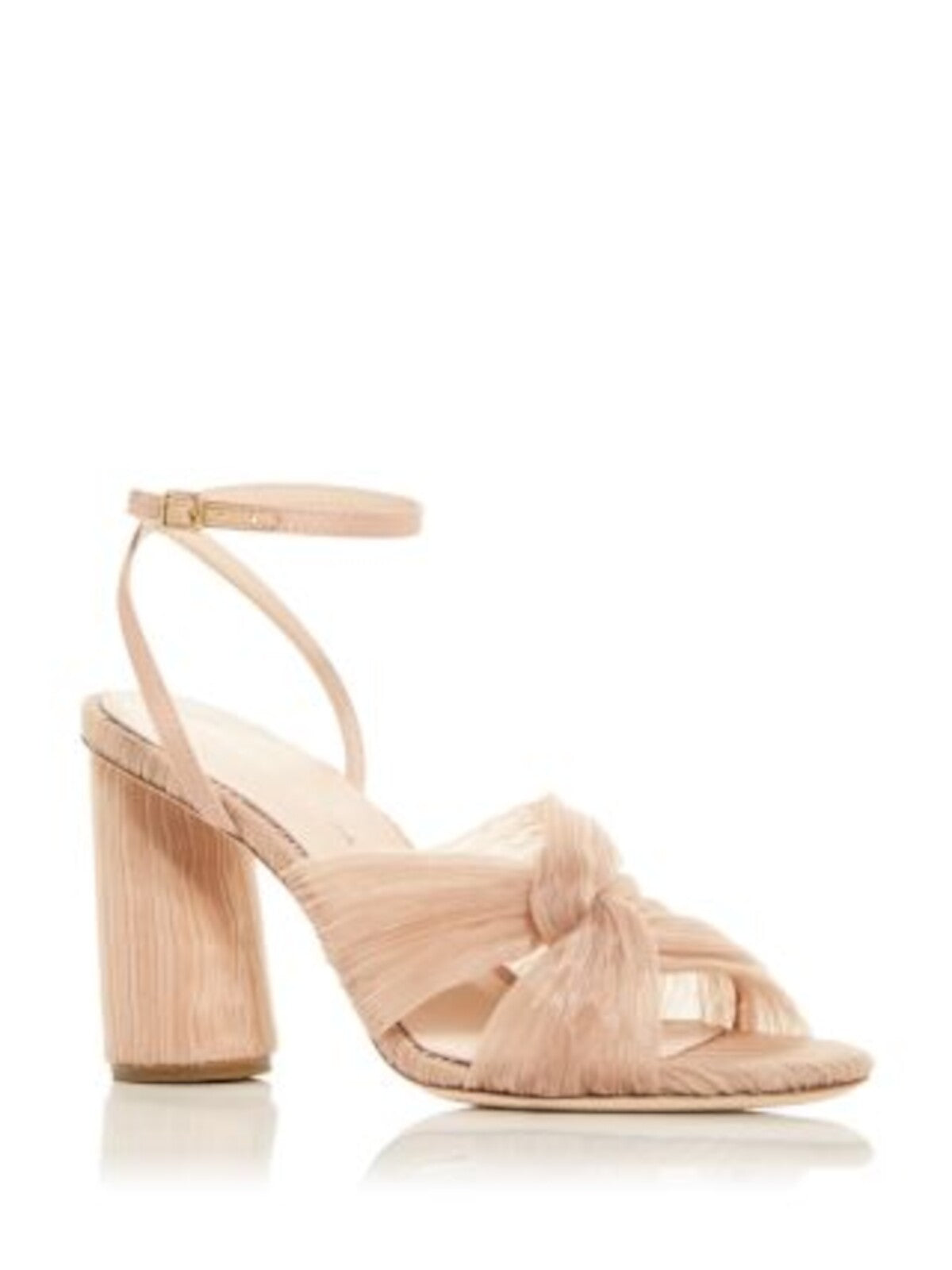 LOEFFLER RANDALL Womens Beige Knot Detail Padded Ankle Strap Randall Open Toe Sculpted Heel Buckle Heeled Sandal 5