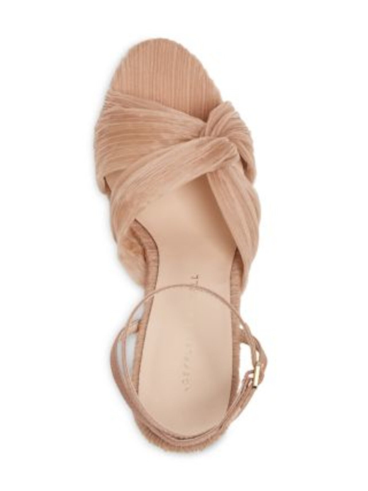 LOEFFLER RANDALL Womens Beige Knot Detail Padded Ankle Strap Randall Open Toe Sculpted Heel Buckle Heeled Sandal 5