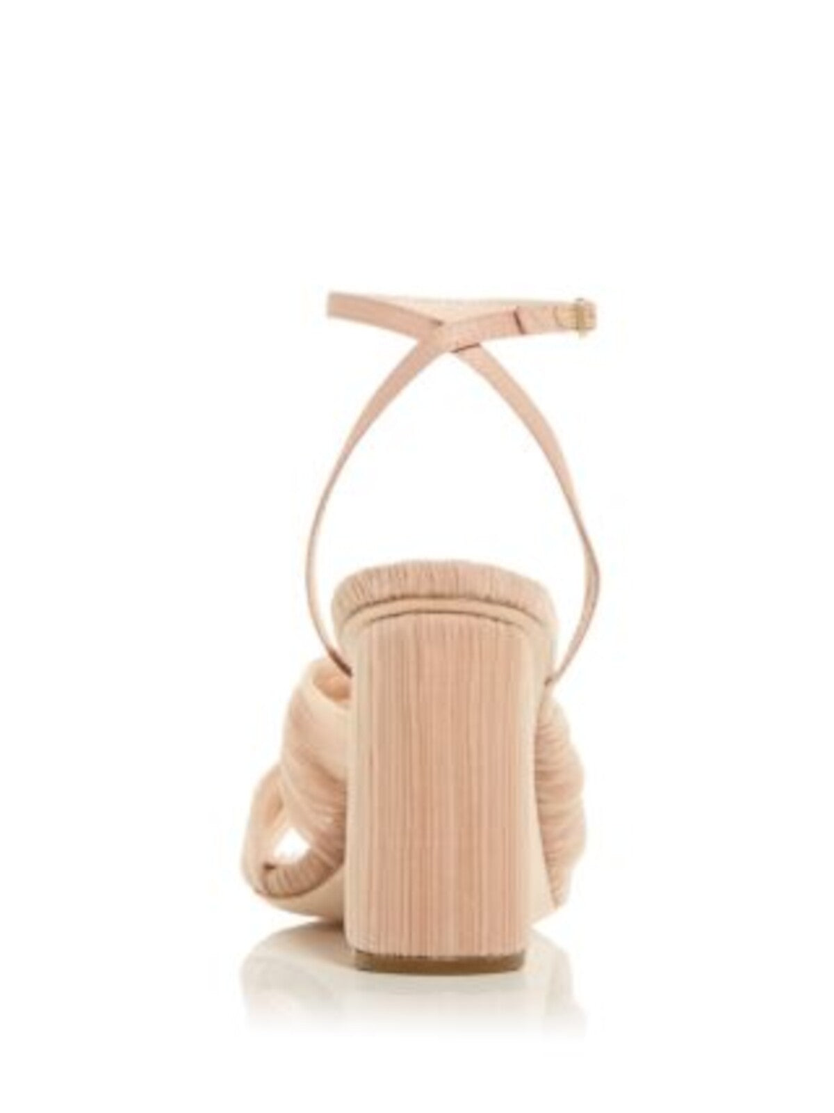 LOEFFLER RANDALL Womens Beige Knot Detail Padded Ankle Strap Randall Open Toe Sculpted Heel Buckle Heeled Sandal 5