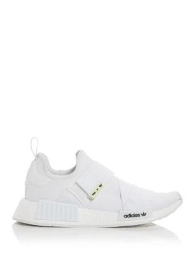 ADIDAS Womens White Mixed Media Elastic Crisscross Straps Back Pull-Tab Padded Nmd R1 Round Toe Wedge Sneakers Shoes 6.5