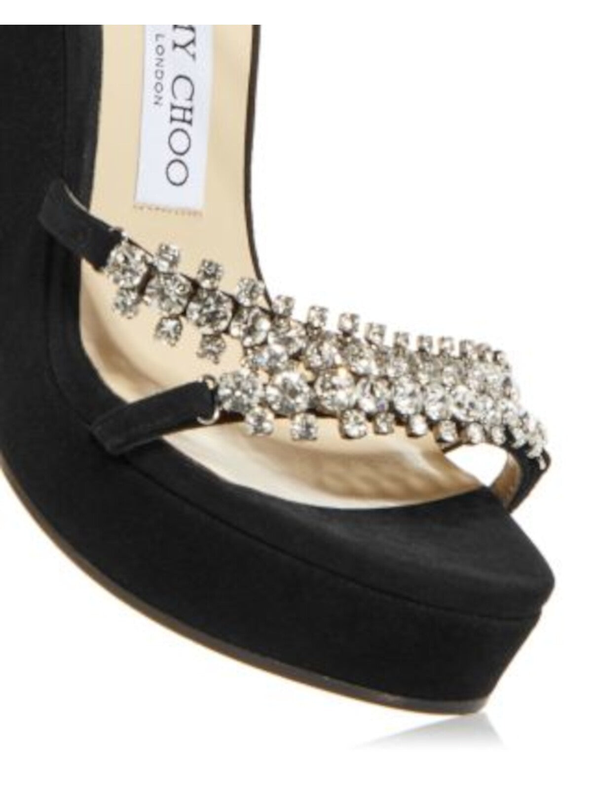 JIMMY CHOO Womens Black 1" Platform Padded Ankle Strap Embellished Bing 120 Open Toe Wedge Buckle Leather Dress Heeled