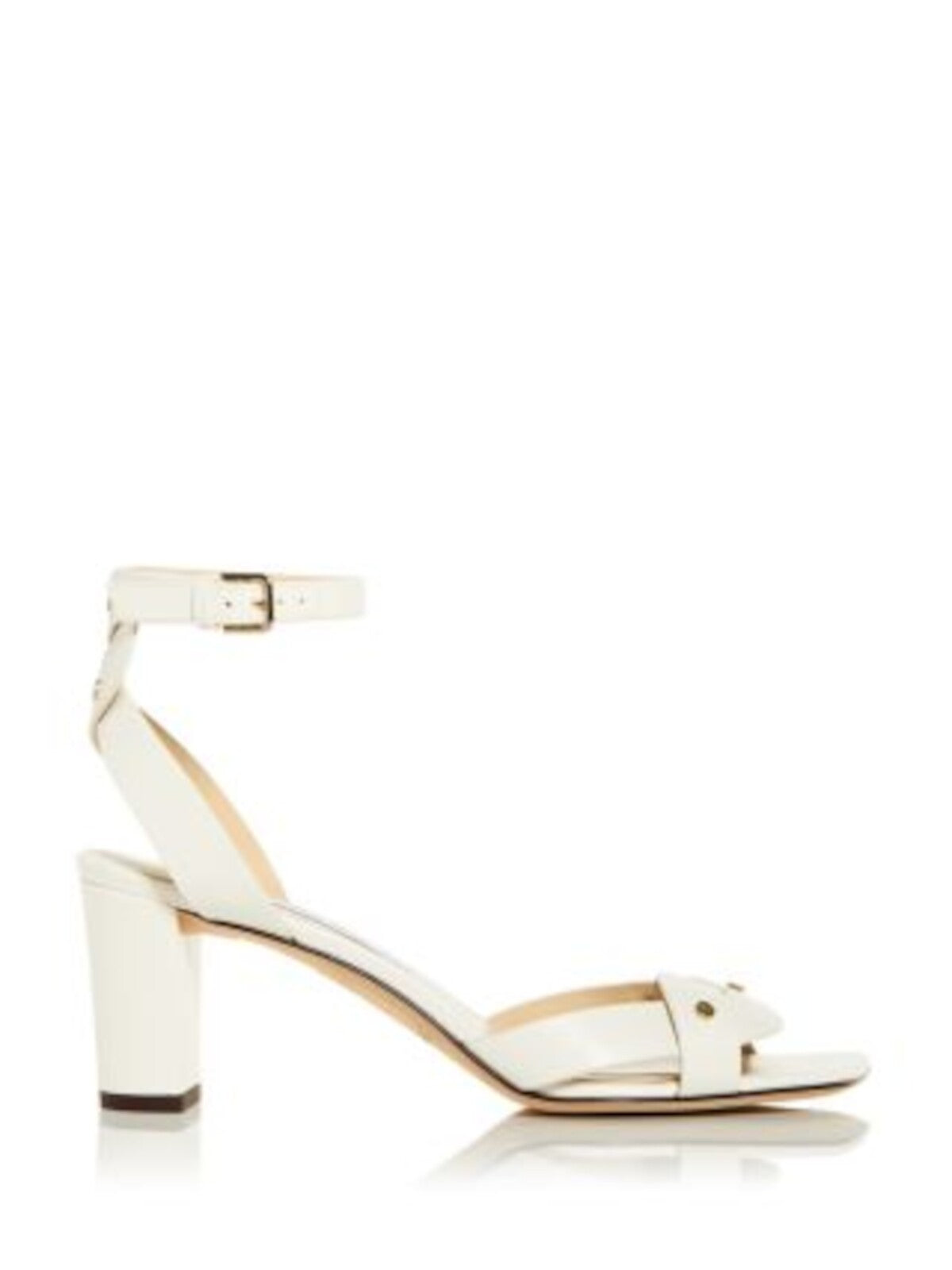 JIMMY CHOO Womens Ivory Padded Studded Ankle Strap Woven Drya 65 Square Toe Block Heel Buckle Leather Heeled Sandal 40