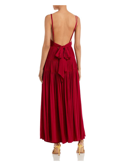 REBECCA TAYLOR Womens Ruffled Sleeveless V Neck Tea-Length Wear To Work Sheath Dress