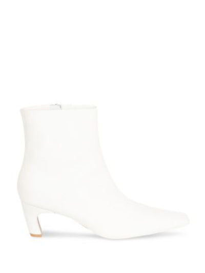 JOHNATHAN SIMKHAI Womens Bone White Padded Jovi Square Toe Block Heel Zip-Up Leather Booties 36