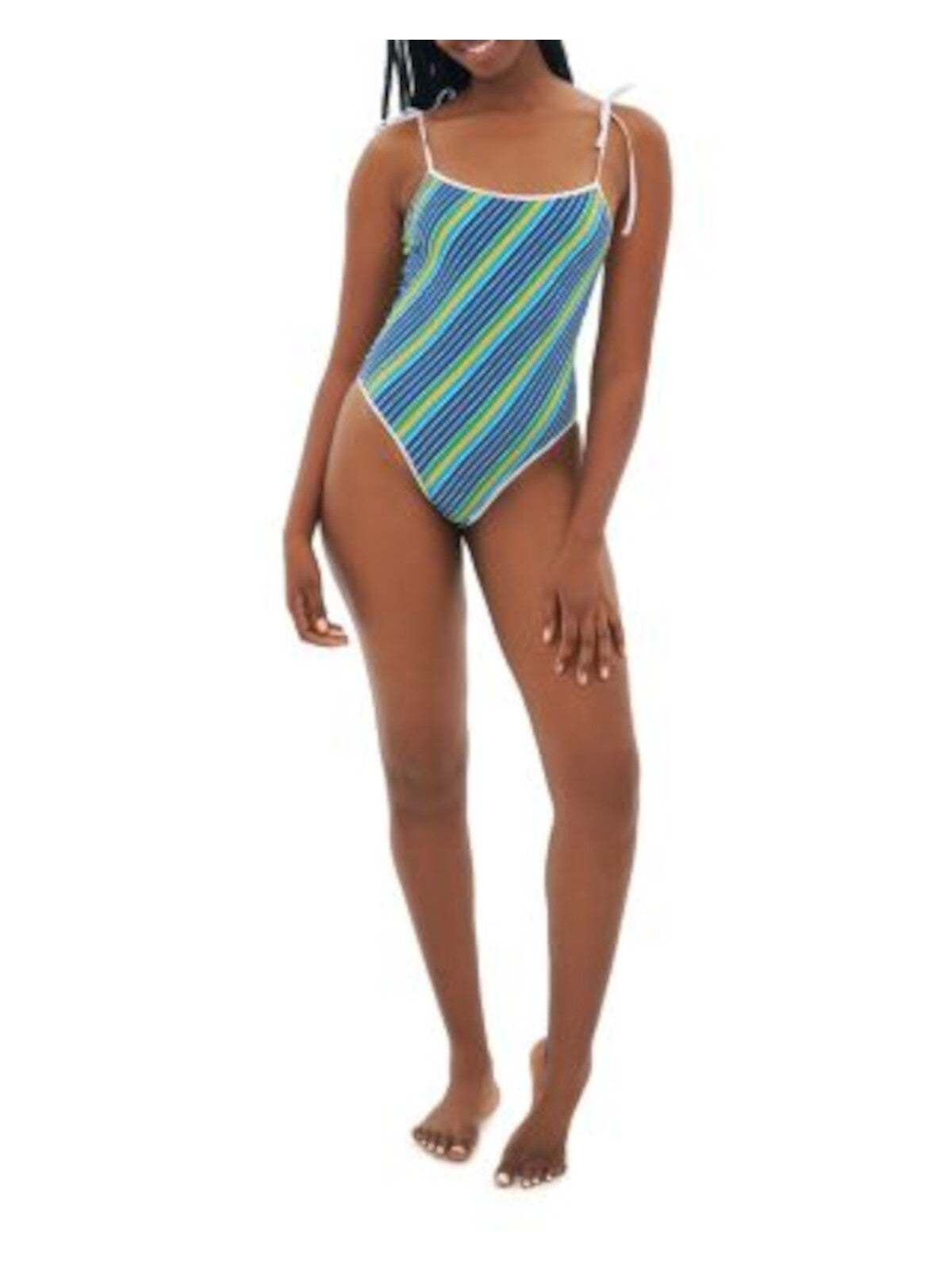 TROPIC OF C Women's Navy Tie Straps Cosmo Scoop Neck One Piece Swimsuit M