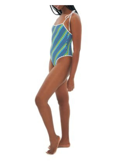 TROPIC OF C Women's Navy Tie Straps Cosmo Scoop Neck One Piece Swimsuit M