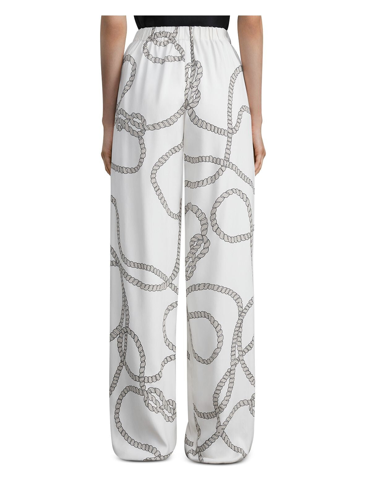 LAFAYETTE 148 NEW YORK Womens Ivory Pleated Pull On Graphic Wide Leg Pants M