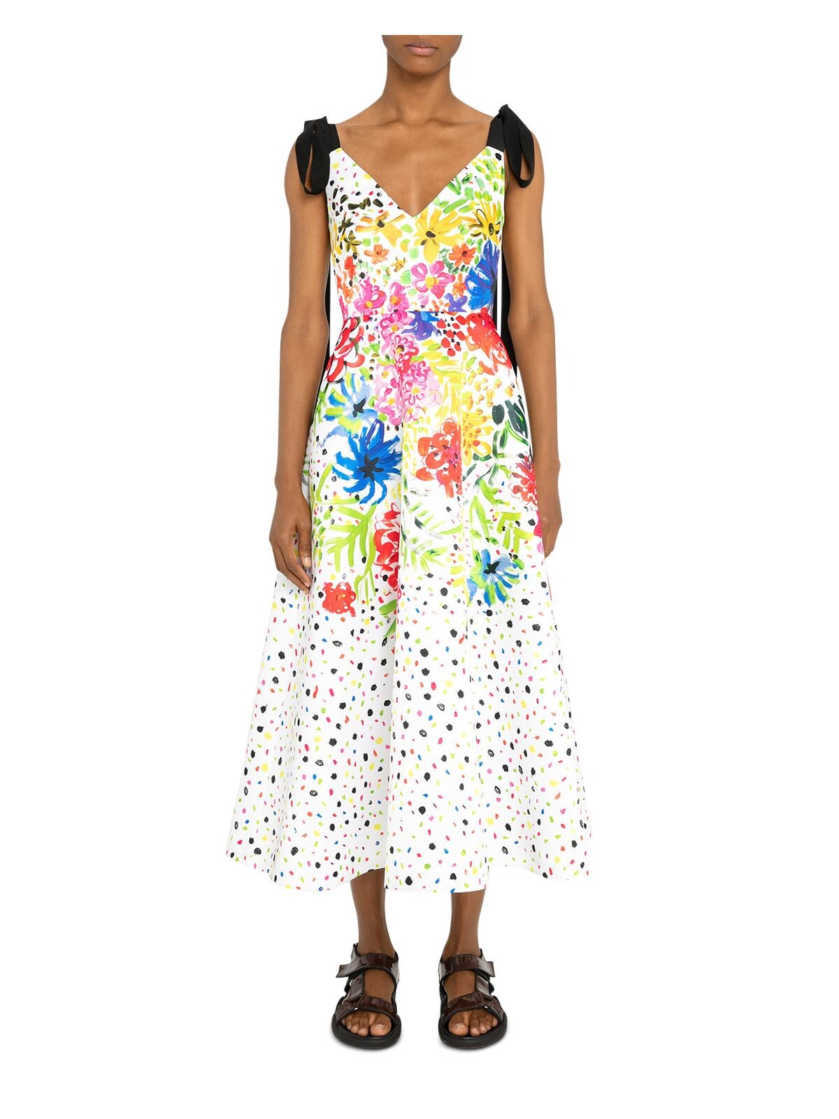 CHRISTOPHER KANE Womens Zippered Sleeveless V Neck Midi Fit + Flare Dress