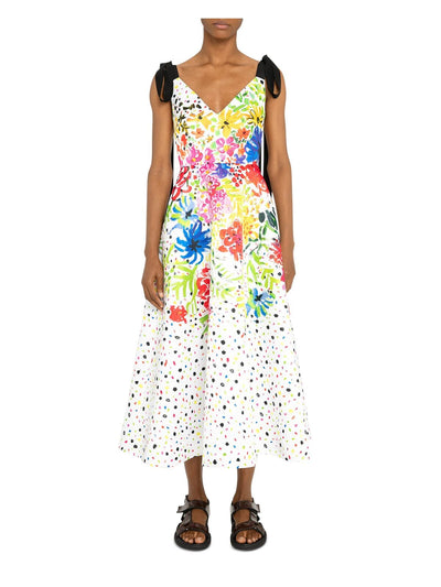 CHRISTOPHER KANE Womens Zippered Sleeveless V Neck Midi Fit + Flare Dress