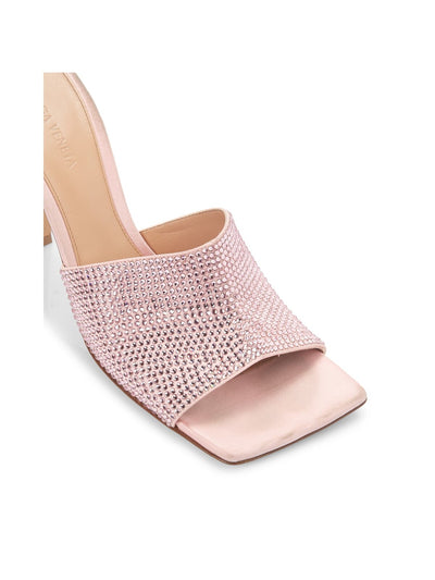 BOTTEGA VENETA Womens Pink Embellished Square Toe Stiletto Slip On Dress Heeled Sandal 37.5