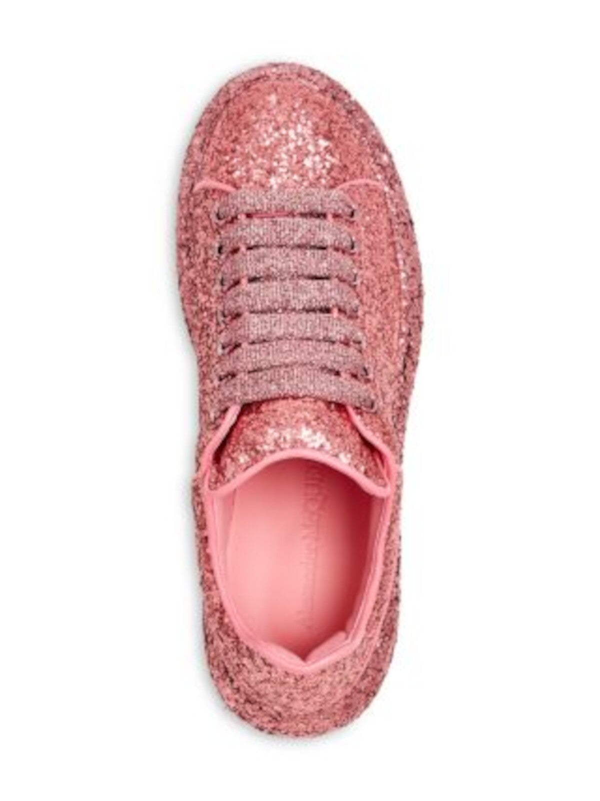 ALEXANDER MCQUEEN Womens Pink Glitter Metallic Laces Leather Trim Padded Glitter Round Toe Platform Lace-Up Sneakers Shoes 35.5