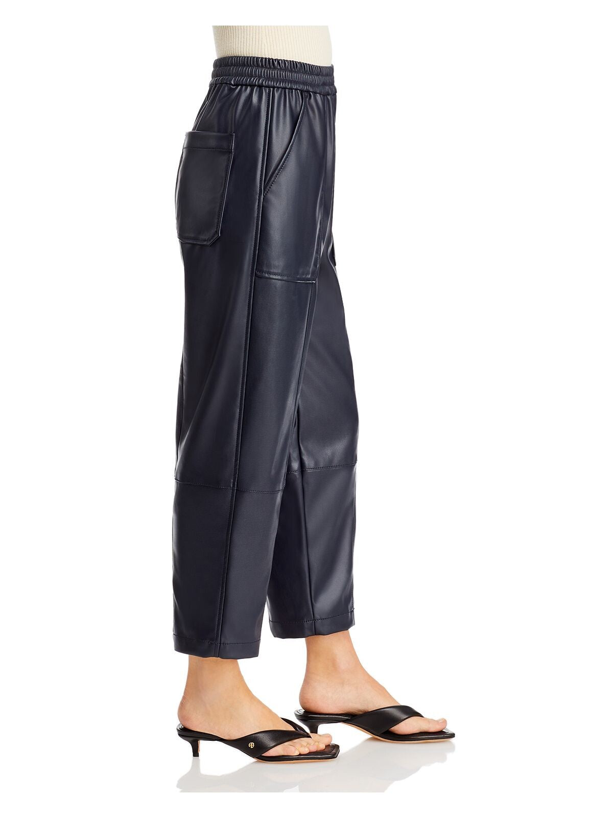 3.1 PHILLIP LIM Womens Faux Leather Pull On Drawstring Pocketed Cropped Pants