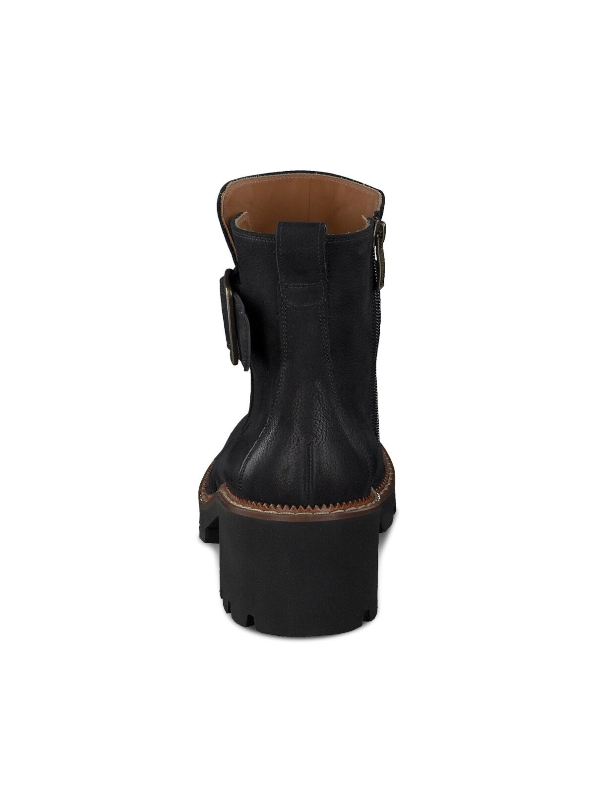 PAUL GREEN Womens Black Button Accent Halo Round Toe Block Heel Zip-Up Leather Booties 6.5