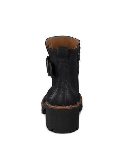 PAUL GREEN Womens Black Button Accent Halo Round Toe Block Heel Zip-Up Leather Booties 6.5
