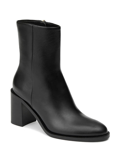 LAFAYETTE 148 NEW YORK Womens Black Padded Almond Toe Block Heel Zip-Up Leather Booties 38